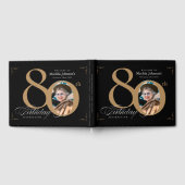 80e verjaardag Calligrafie Gold Black Aangepaste f Gastenboek (Volledig)