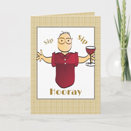 80e verjaardag Cartoon rode wijn toast grappig Kaart (Voorkant)