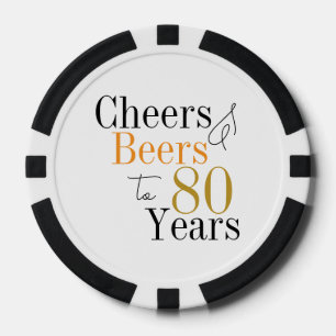 80e verjaardag Cheers and Beers Minimal Party Poker Chips
