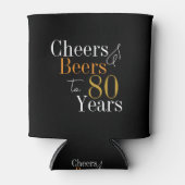 80e verjaardag Cheers and Beers Party Black Gold Blikjeskoeler (Voorkant)