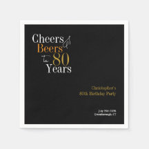 80e verjaardag Cheers and Beers Party Black Gold