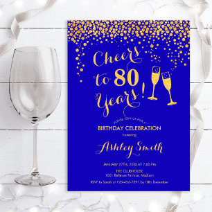 80e verjaardag - Cheers tot 80 jaar Gold Royal Blu Kaart