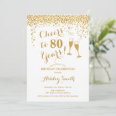 80e verjaardag - Cheers tot 80 jaar Gold White Kaart (Staand voorkant)