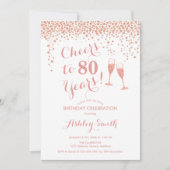 80e verjaardag - Cheers tot 80 jaar Roos Gold Whit Kaart (Voorkant)