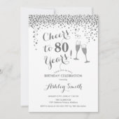 80e verjaardag - Cheers tot 80 jaar zilverwit Kaart (Voorkant)
