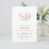 80e verjaardag Chic Simple Pink & White Floral Kaart (Staand voorkant)