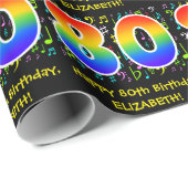 80e verjaardag: Colorful Music Symbols, Rainbow 80 Cadeaupapier (Rol Hoek)