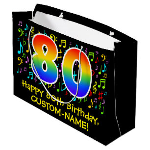 80e verjaardag - Colorful Music Symbols, Rainbow 8 Groot Cadeauzakje