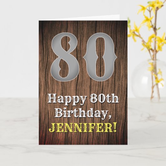 80e verjaardag: Country Westerne geïnspireerde loo Kaart (Gele Bloem)