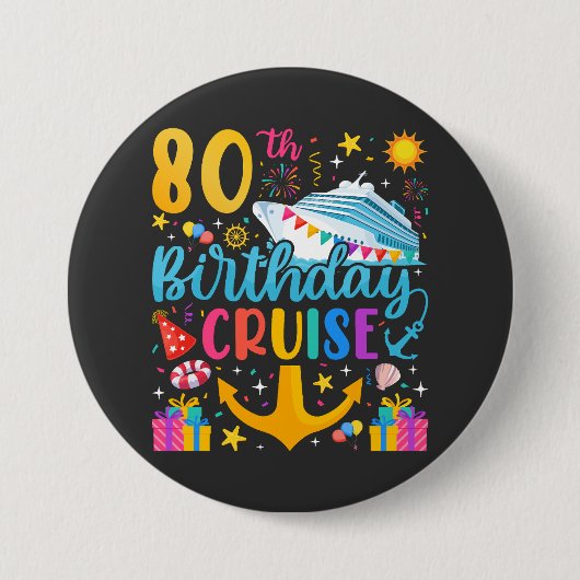 80e verjaardag Cruise B-Day Party Ronde Button 7,6 Cm (Voorkant)