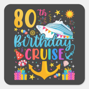 80e verjaardag Cruise B-Day Party Vierkante Sticker