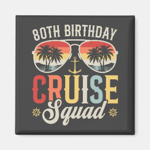 80E Verjaardag Cruise Squad Familie Matching Squar Magneet