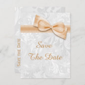 80e verjaardag Damask en Faux Bow Bewaar de datum Aankondigingskaart (Voorkant / Achterkant)