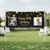 80e verjaardag dan & nu foto's gepersonaliseerd spandoek