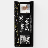 80e verjaardag dan & nu foto's licht zwart spandoek (Verticaal)