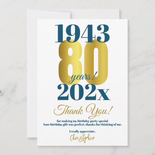 80e verjaardag Dankuwel Bedankkaart (Voorkant)