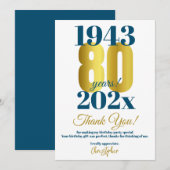 80e verjaardag Dankuwel Bedankkaart (Voorkant / Achterkant)