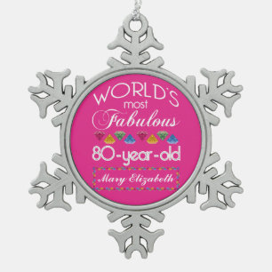80e verjaardag De meest verbluffende kleurrijke Pa Tin Sneeuwvlok Ornament