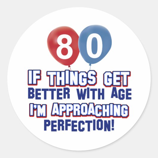 80e verjaardag design ronde sticker (Voorkant)
