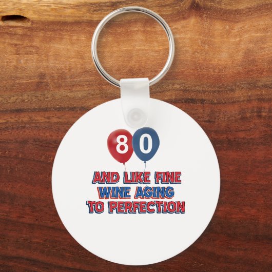 80e verjaardag design sleutelhanger (Voorkant)