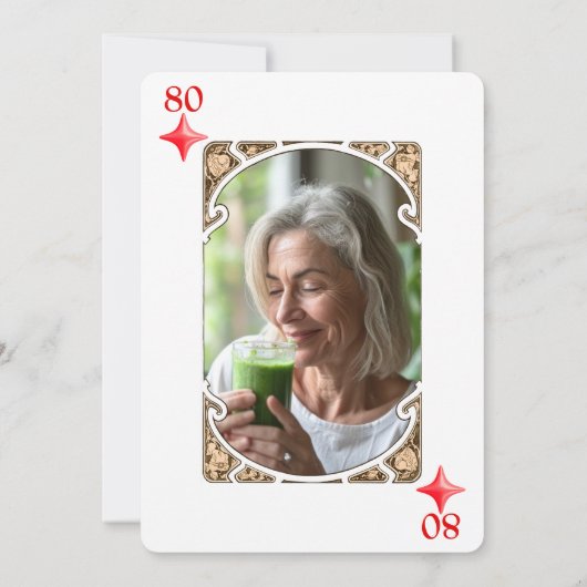 80e verjaardag Diamond spelen Kaart uitnodiging (Achterkant)