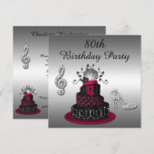 80e verjaardag Disco Diva Cake and Sparkle Heels Kaart (Voorkant / Achterkant)
