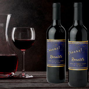 80e verjaardag donkerblauwe goudkaasmakerij wijn etiket