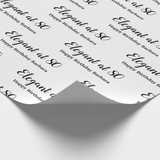80e verjaardag Elegant bij 80 Personaliseren Cadeaupapier (Hoek)