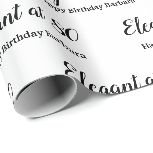 80e verjaardag Elegant bij 80 Personaliseren Cadeaupapier (Rol Hoek)