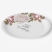 80e verjaardag Elegant December Bloemen Papieren Bordje (Gekanteld)