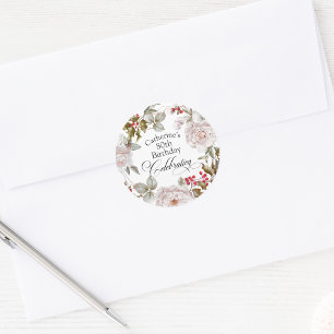 80e verjaardag Elegant December Bloemen Ronde Sticker