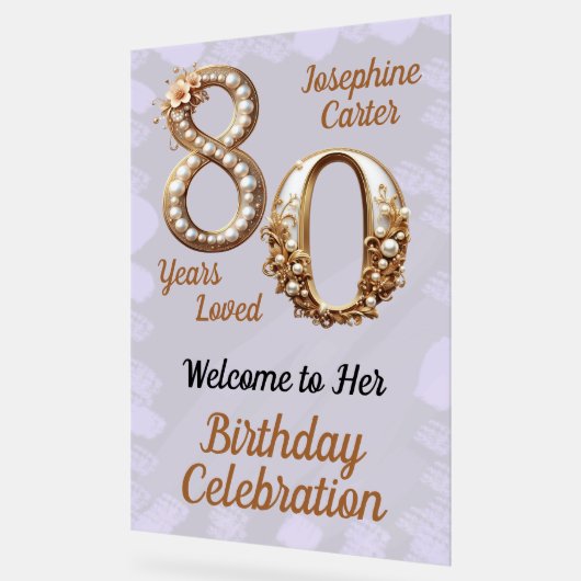 80e verjaardag Elegant feest Acryl Bord (Hoek)