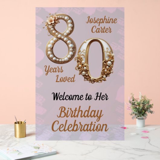 80e verjaardag Elegant feest Acryl Bord (Huwelijk)