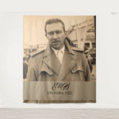 80e verjaardag Elegant foto monogram man Wandkleed (Voorkant)