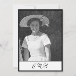 80e verjaardag Elegant foto zwart-wit monogram Kaart