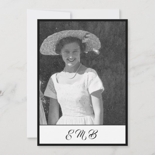 80e verjaardag Elegant foto zwart-wit monogram Kaart (Voorkant)