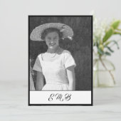 80e verjaardag Elegant foto zwart-wit monogram Kaart (Staand voorkant)
