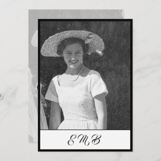 80e verjaardag Elegant foto zwart-wit monogram Kaart (Voorkant / Achterkant)