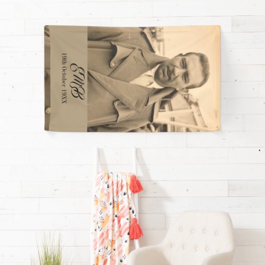 80e verjaardag Elegant Fotomonogram Mannelijke Spandoek (Insitu)