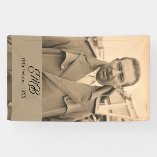 80e verjaardag Elegant Fotomonogram Mannelijke Spandoek (Horizontaal)