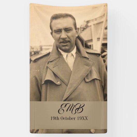 80e verjaardag Elegant Fotomonogram Mannelijke Spandoek (Verticaal)