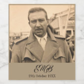 80e verjaardag Elegant Fotomonogram Mannelijke Wijn Etiket (Enkel label)