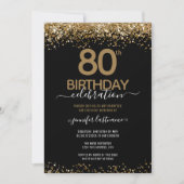 80e verjaardag Elegant Gold Glitter Uitnodiging (Voorkant)