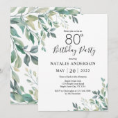 80e verjaardag Elegant Green Eucalyptus Greenery Kaart (Voorkant / Achterkant)