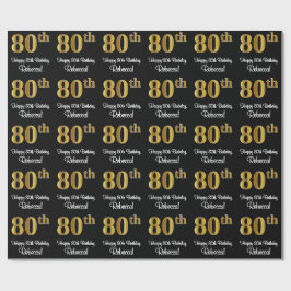 80e verjaardag: Elegant luxe Faux Gold-look # Cadeaupapier