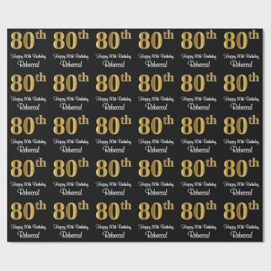 80e verjaardag: Elegant luxe Faux Gold-look # Cadeaupapier (Vlak)