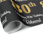 80e verjaardag: Elegant luxe Faux Gold-look # Cadeaupapier (Rol Hoek)