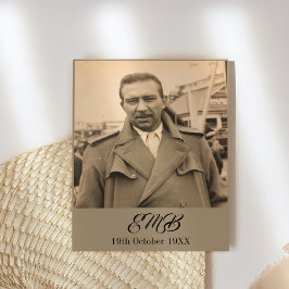 80e verjaardag Elegant Mannelijke Monogram Foto Kaart