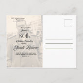 80e verjaardag Elegant Mannelijke Monogram Foto Uitnodiging Briefkaart (Achterkant)