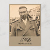 80e verjaardag Elegant Mannelijke Monogram Foto Uitnodiging Briefkaart (Voorkant)